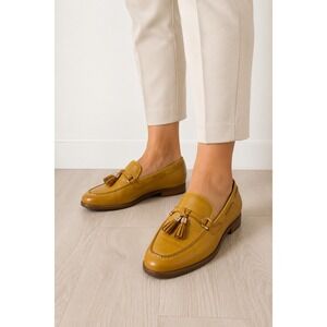 Mauro Alessi Mens Mustard Yellow Leather Tassel Loafers Size 8 Slip On Shoes